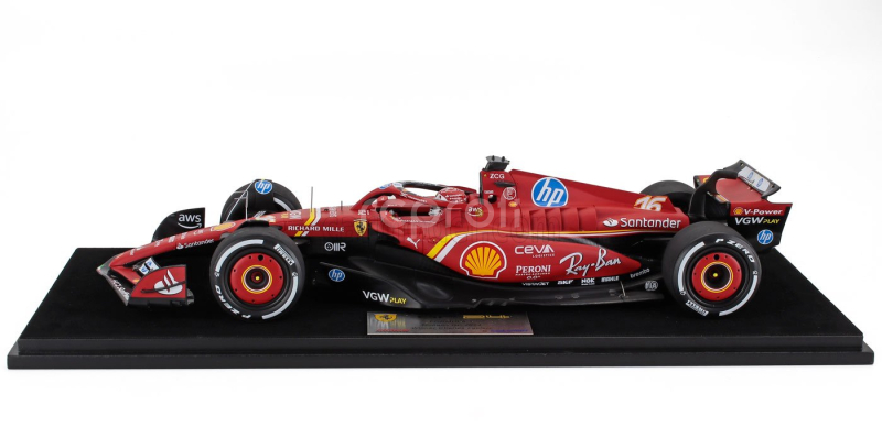Looksmart Ferrari F1  Sf-24 Team Scuderia Ferrari N 16 Winner Monaco Gp 2024 Charles Leclerc - Con Vetrina - With Showcase 1:18 Červená Bílá Žlutá