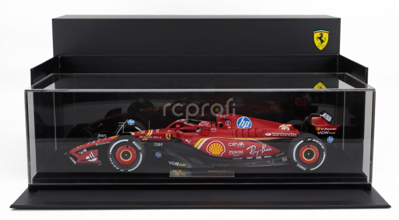 Looksmart Ferrari F1  Sf-24 Team Scuderia Ferrari N 16 Winner Monaco Gp 2024 Charles Leclerc - Con Vetrina - With Showcase 1:18 Červená Bílá Žlutá
