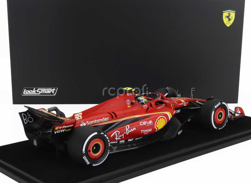 Looksmart Ferrari F1  Sf-24 Team Scuderia Ferrari N 38 7th Saudi Arabia Gp 2024 Oliver Bearman - Con Vetrina - With Showcase 1:18 Červená Černá