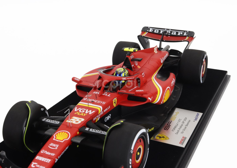 Looksmart Ferrari F1  Sf-24 Team Scuderia Ferrari N 38 7th Saudi Arabia Gp 2024 Oliver Bearman - Con Vetrina - With Showcase 1:18 Červená Černá