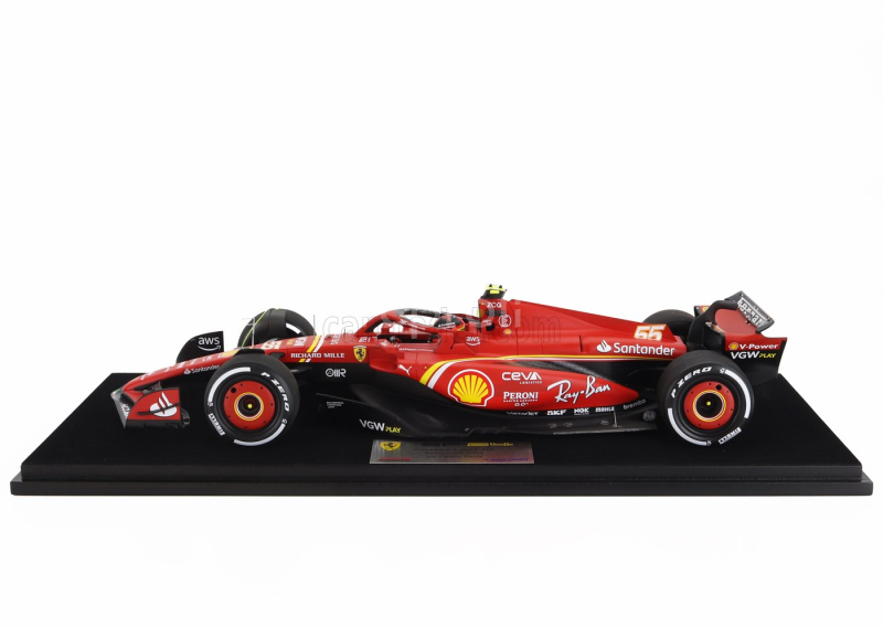 Looksmart Ferrari F1  Sf-24 Team Scuderia Ferrari N 55 3rd Bahrain Gp 2024 Carlos Sainz - Con Vetrina - With Showcase 1:18 Červená Černá