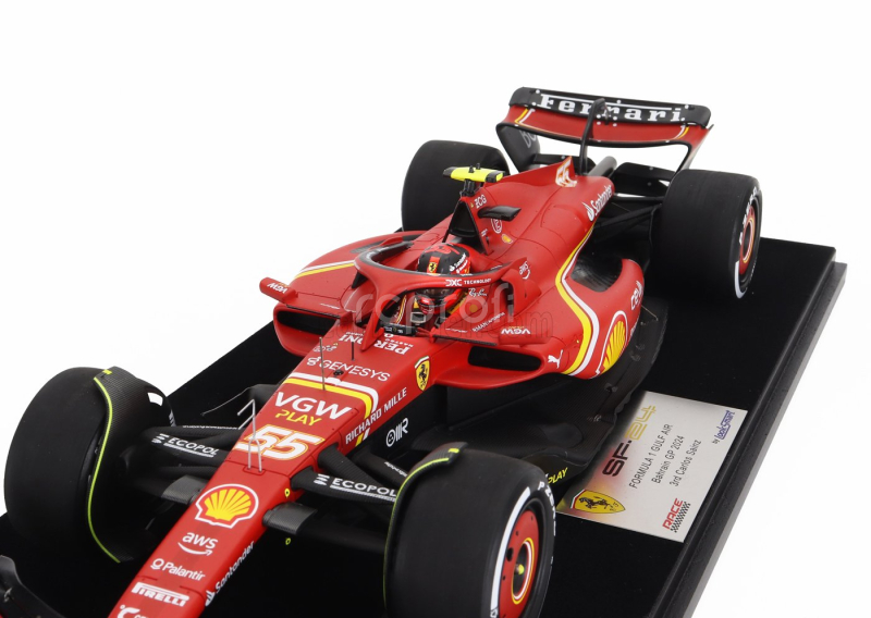 Looksmart Ferrari F1  Sf-24 Team Scuderia Ferrari N 55 3rd Bahrain Gp 2024 Carlos Sainz - Con Vetrina - With Showcase 1:18 Červená Černá