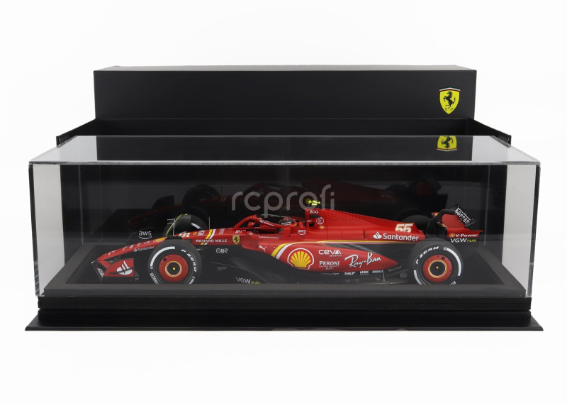 Looksmart Ferrari F1  Sf-24 Team Scuderia Ferrari N 55 3rd Bahrain Gp 2024 Carlos Sainz - Con Vetrina - With Showcase 1:18 Červená Černá