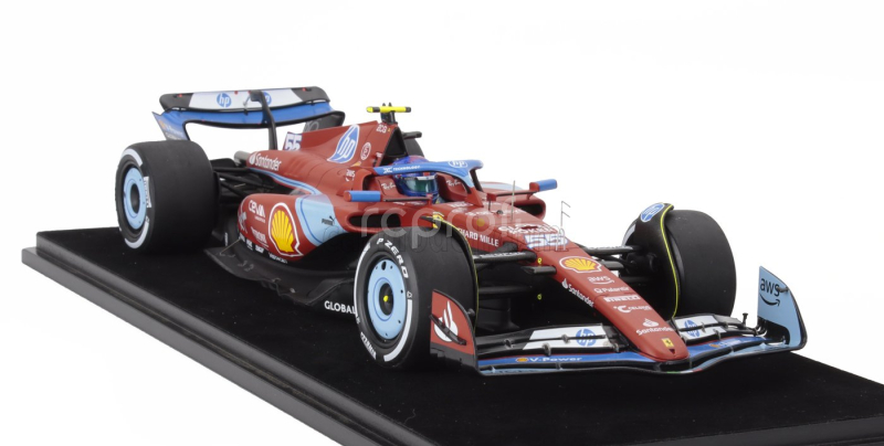 Looksmart Ferrari F1  Sf-24 Team Scuderia Ferrari N 55 5th Miami Gp 2024 Carlos Sainz - Con Vetrina - With Showcase 1:18 Červená Černá Světle Modrá