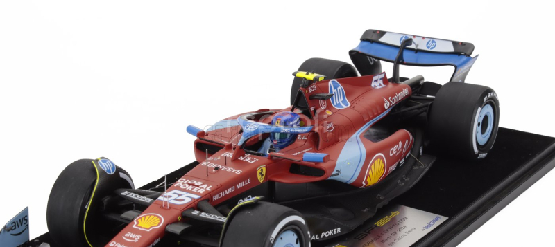 Looksmart Ferrari F1  Sf-24 Team Scuderia Ferrari N 55 5th Miami Gp 2024 Carlos Sainz - Con Vetrina - With Showcase 1:18 Červená Černá Světle Modrá