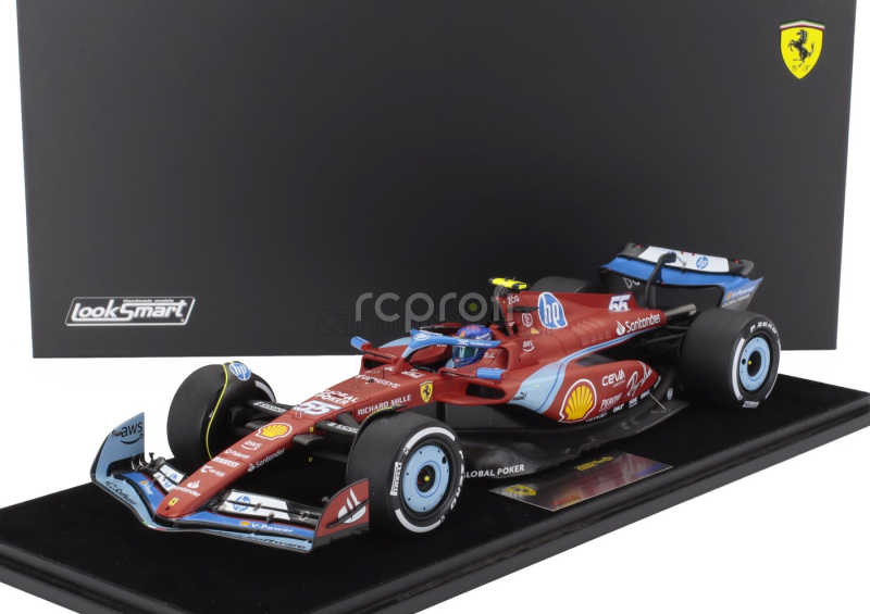 Looksmart Ferrari F1  Sf-24 Team Scuderia Ferrari N 55 5th Miami Gp 2024 Carlos Sainz - Con Vetrina - With Showcase 1:18 Červená Černá Světle Modrá