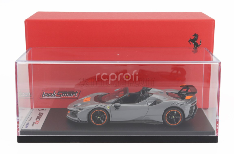 Looksmart Ferrari Sf90 Xx Stradale Spider 2024 1:43 Grigio Nardo - Šedá Oranžová Černá