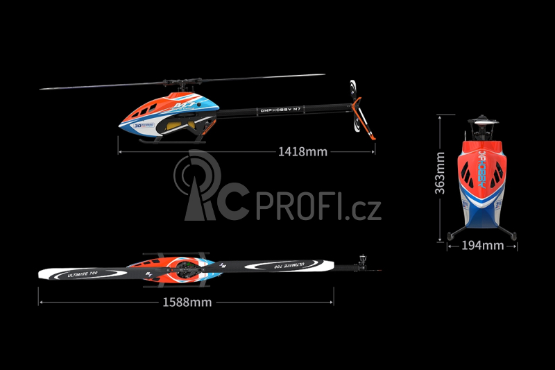 RC vrtulník M7 stavebnice, oranžová
