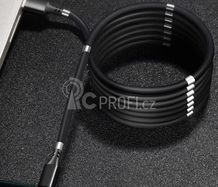 Magnetický samonavíjecí USB nabíjecí kabel (Micro USB) (180 cm)