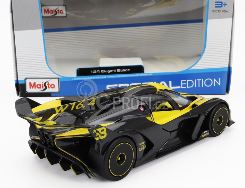 Maisto Bugatti Bolide W16 8.0 Four-turbo 1850hp 500km/h 2020 1:24 Žlutá Černá