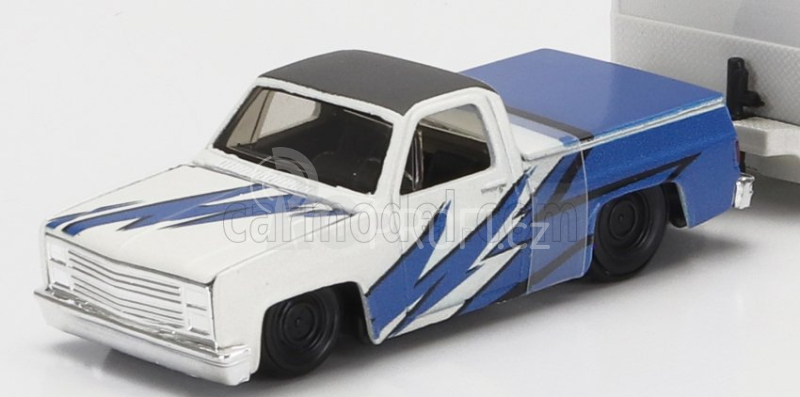 Maisto Chevrolet 1500 Pick-up With Trailer Car Transporter + Subaru Brx 2019 1:64 Modrá Bílá