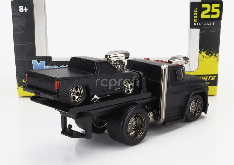 Maisto Chevrolet C-60 Flatbed Car Transporter 1966 With 454 Ss Pick-up Custom 1993 1:64 Black