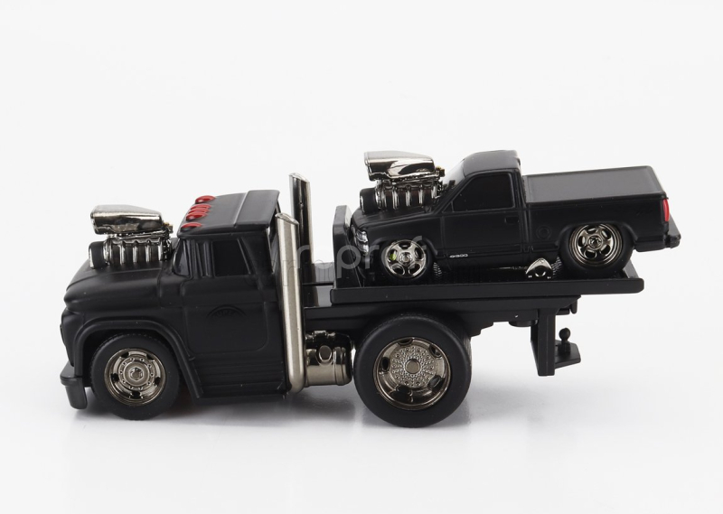 Maisto Chevrolet C-60 Flatbed Car Transporter 1966 With 454 Ss Pick-up Custom 1993 1:64 Black