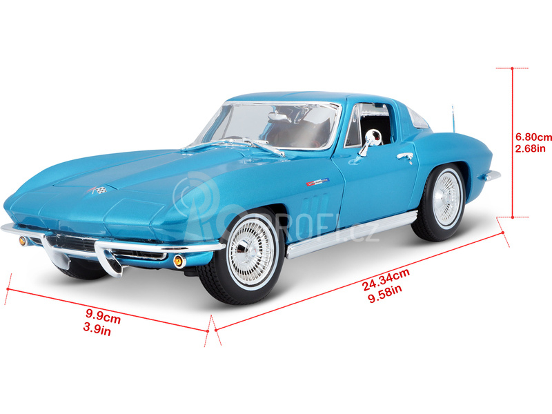 Maisto Chevrolet Corvette 1965 1:18 světle modrá metalíza