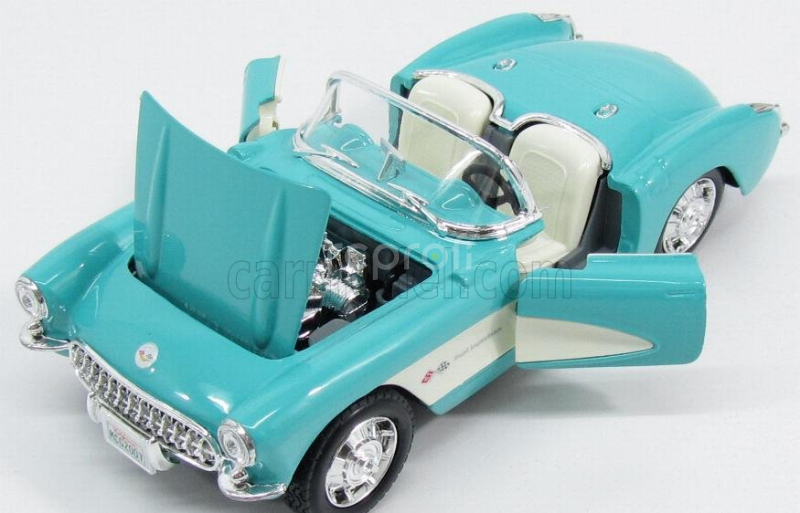 Maisto Chevrolet Corvette Spider 2-door 1957 1:24 Tyrkysově Bílá