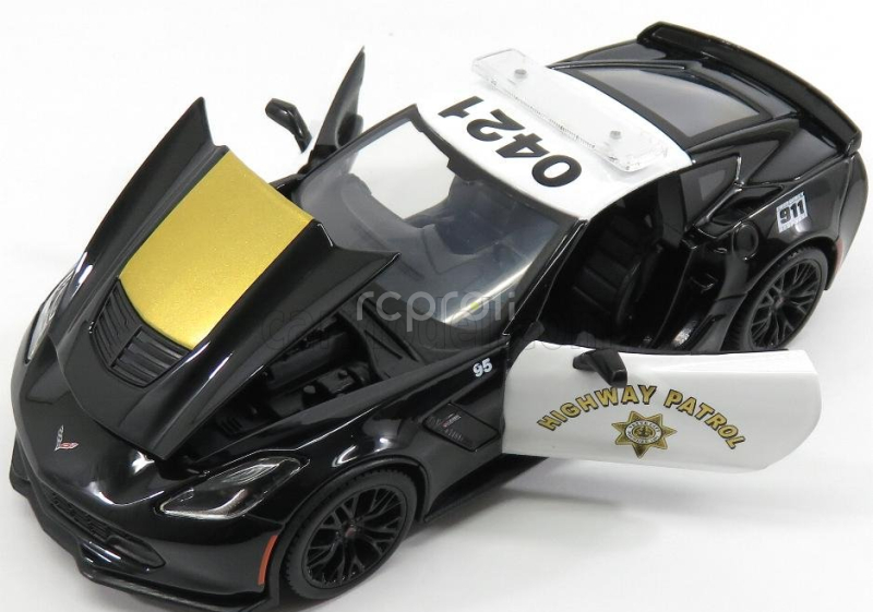 Maisto Chevrolet Corvette Z06 C7 Coupe Highway Patrol Police 2015 1:24 Černé Bílé Zlato