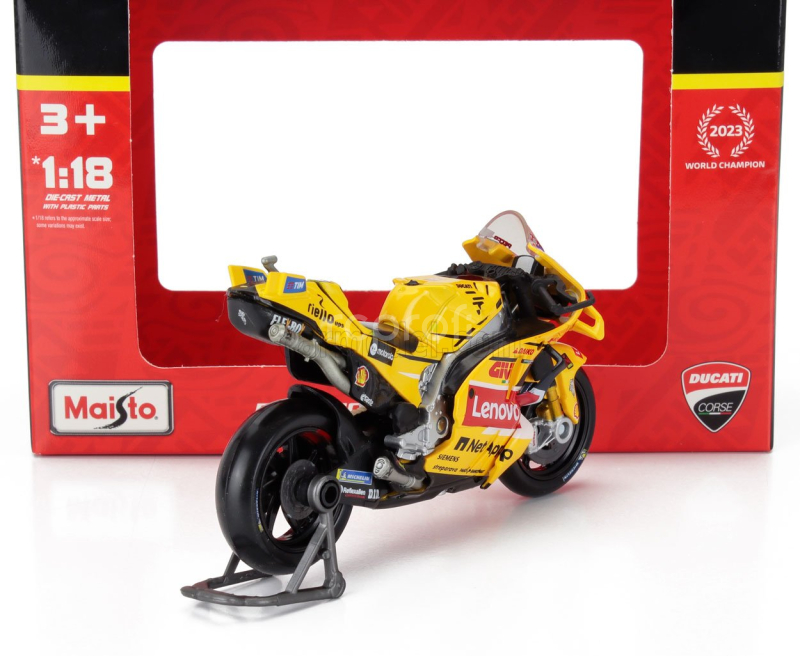 Maisto Ducati Desmosedici Gp23 Team Lenovo N 1 World Champion Motogp Italy Misano Livery Gp 2023 Francesco Bagnaia 1:18 Žlutá