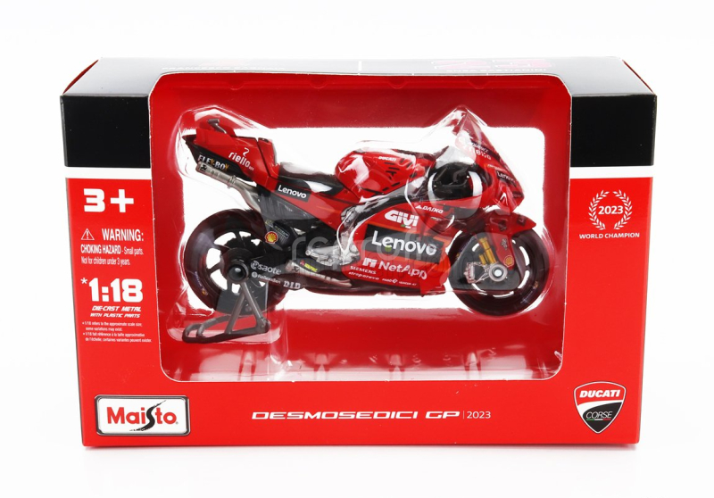 Maisto Ducati Set 2x Desmosedici Gp23 Team Lenovo N 1 World Champion Motogp Season 2023 Francesco Bagnaia + N 23 Motogp Season 2023 Enea Bastianini 1:18 Red
