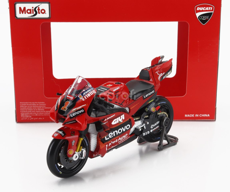 Maisto Ducati Set 2x Desmosedici Gp23 Team Lenovo N 1 World Champion Motogp Season 2023 Francesco Bagnaia + N 23 Motogp Season 2023 Enea Bastianini 1:18 Red