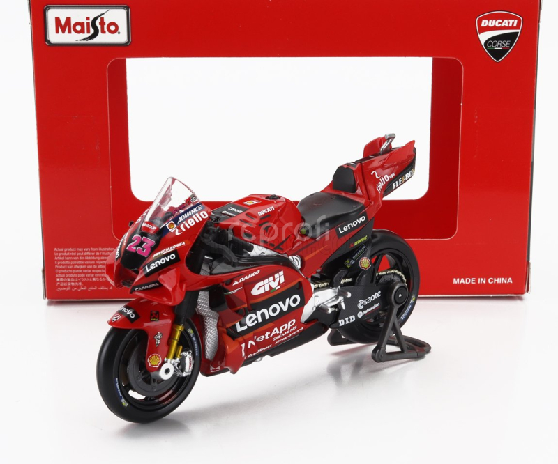Maisto Ducati Set 2x Desmosedici Gp23 Team Lenovo N 1 World Champion Motogp Season 2023 Francesco Bagnaia + N 23 Motogp Season 2023 Enea Bastianini 1:18 Red