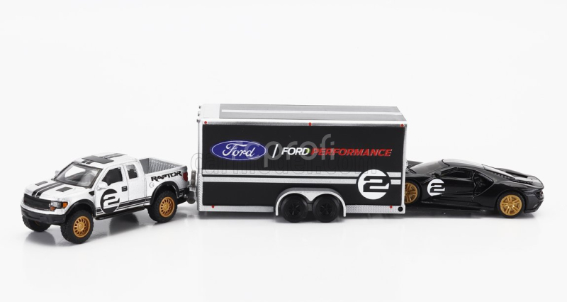 Maisto Ford usa F-150 Raptor Pick-up 2010 With Trailer Car Transporter + Gt N 2 2017 1:64 Černá Stříbrná