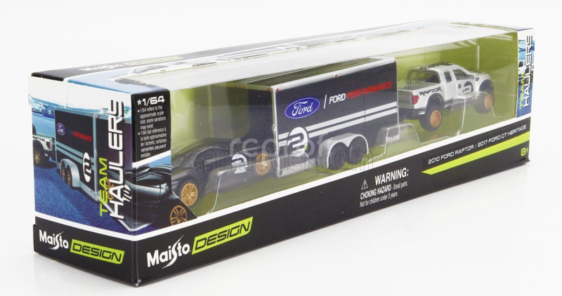 Maisto Ford usa F-150 Raptor Pick-up 2010 With Trailer Car Transporter + Gt N 2 2017 1:64 Černá Stříbrná