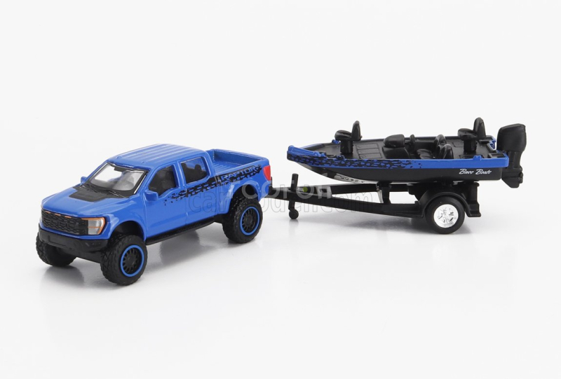 Maisto Ford usa F-150 Svt Raptor Pick-up With Bass Boat And Trailer 2021 1:64 Modrá Černá