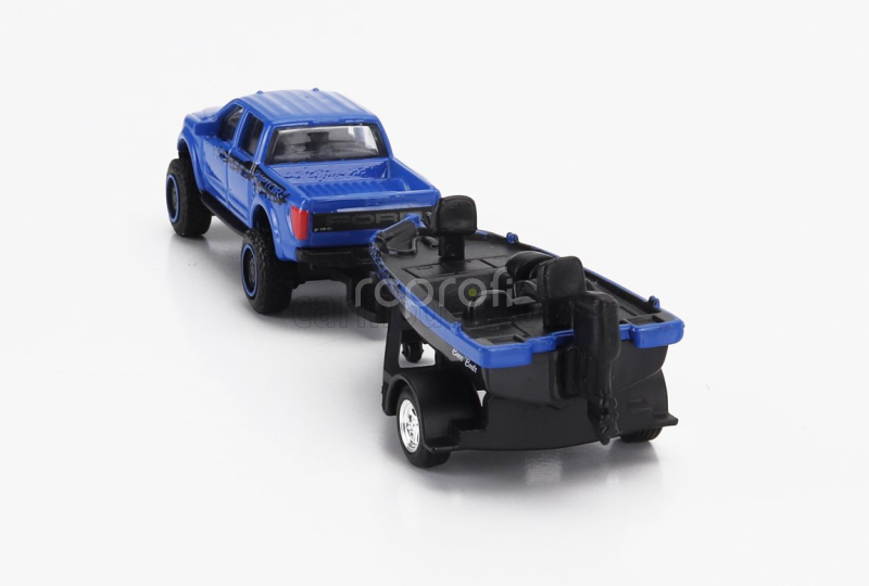 Maisto Ford usa F-150 Svt Raptor Pick-up With Bass Boat And Trailer 2021 1:64 Modrá Černá