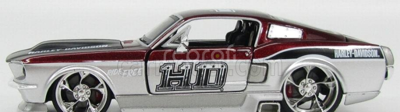 Maisto Ford usa Mustang Gt Custom Harley-davidson 1967 1:24 Bordeaux Met Silver