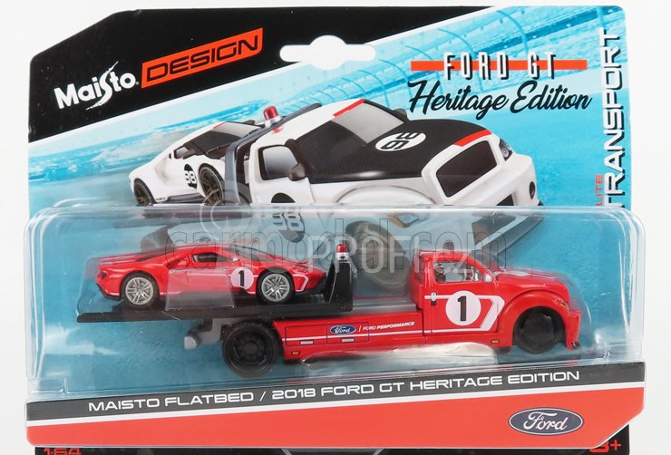 Maisto Ford usa Ramp Truck Wrecker With Ford Gt N 1 Heritage Edition 2018 1:64 Red