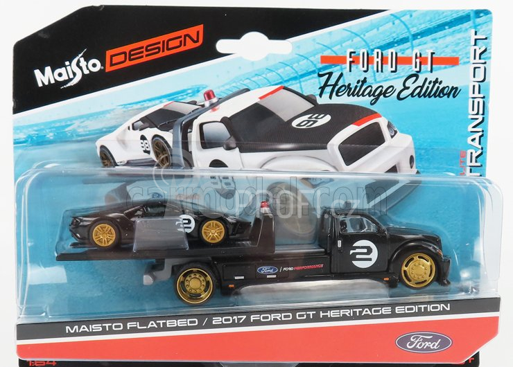 Maisto Ford usa Ramp Truck Wrecker With Ford Gt N 2 Heritage Edition 2017 1:64 Black