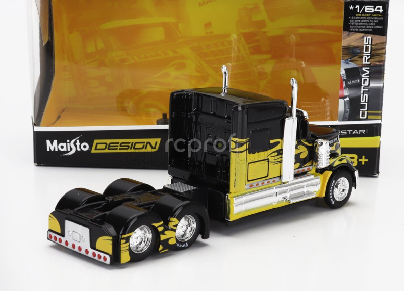 Maisto International Lonestar Tractor Truck 3-assi 2010 1:64 Černá Žlutá