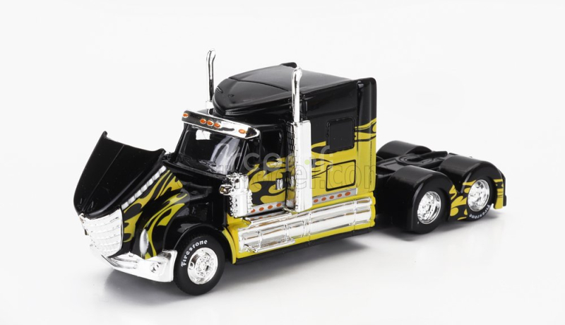 Maisto International Lonestar Tractor Truck 3-assi 2010 1:64 Černá Žlutá