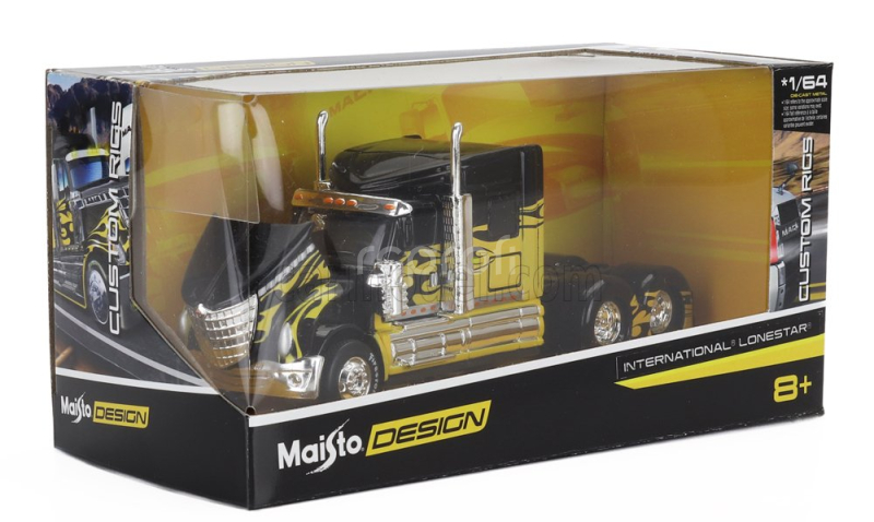 Maisto International Lonestar Tractor Truck 3-assi 2010 1:64 Černá Žlutá