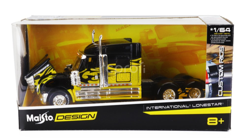 Maisto International Lonestar Tractor Truck 3-assi 2010 1:64 Černá Žlutá