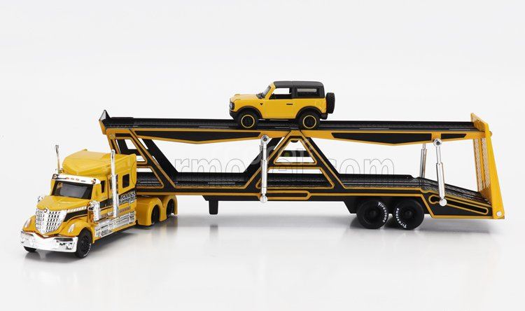 Maisto International Lonestar Truck Car Transporter With Ford Bronco Wildtruck 2021 1:64 Žlutá Černá