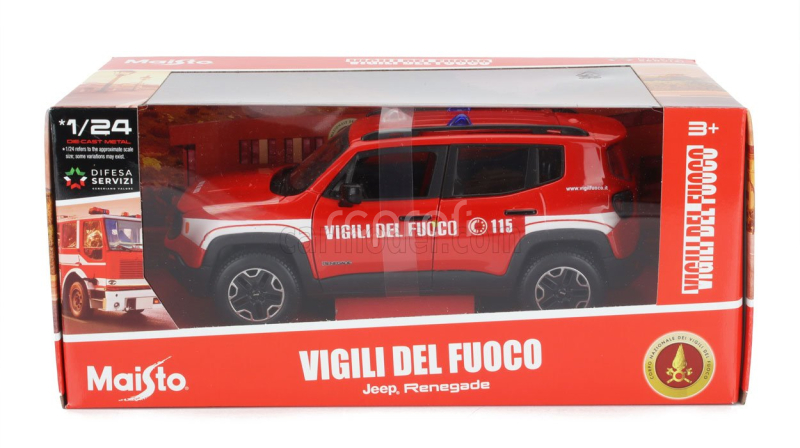 Maisto Jeep Renegade Vigili Del Fuoco 2017 1:24 Červená Bílá