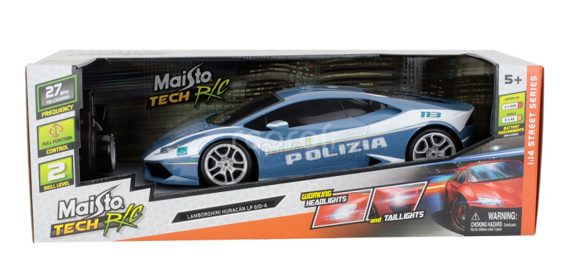 Maisto Lamborghini Huracan Lp610-4 Polizia Police 2014 1:14 Světle Modrá Bílá