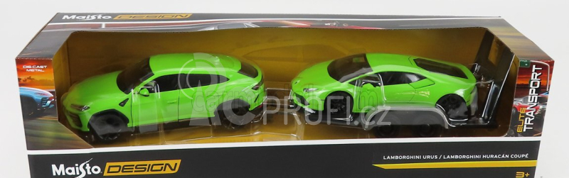 Maisto Lamborghini Urus 2018 With Huracan Lp640-4 Performante 2017 + Trailer 1:24 Zelená