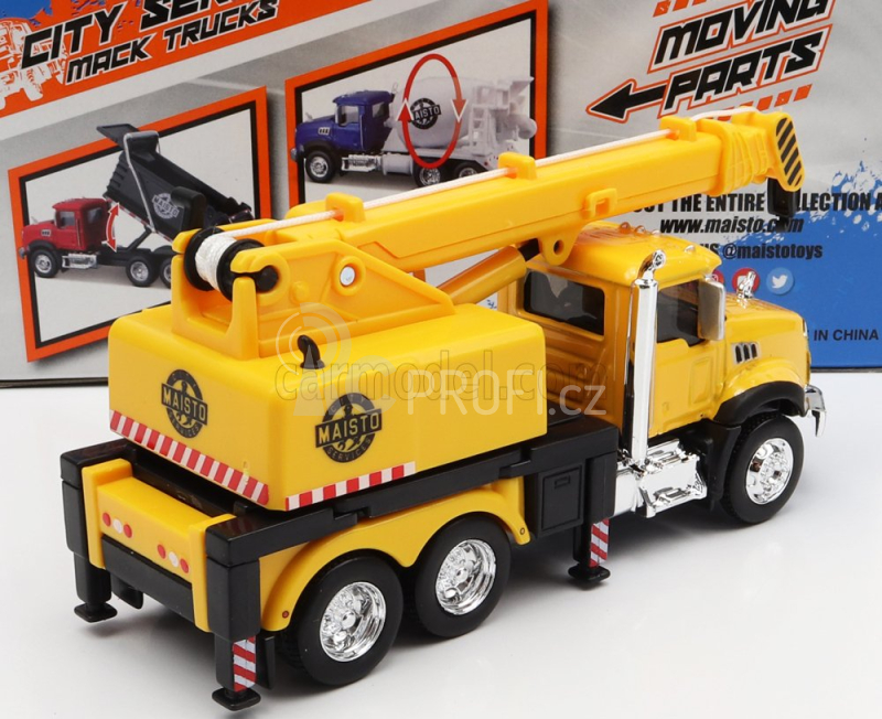 Maisto Mack Anthem Truck 3-assi Cane Gru 2020 1:64 Žlutá Černá