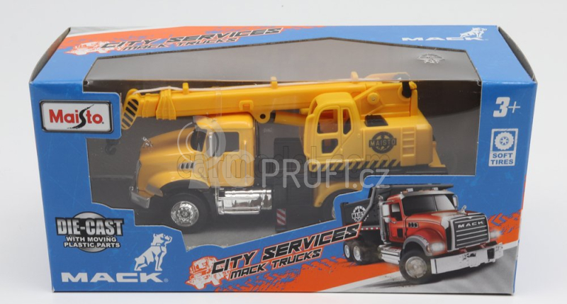 Maisto Mack Anthem Truck 3-assi Cane Gru 2020 1:64 Žlutá Černá