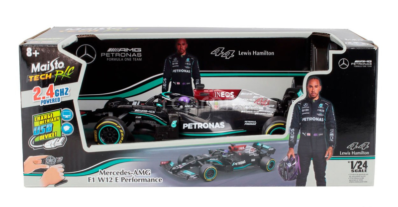 Maisto Mercedes gp F1  W12 Mercedes M12 Eq Power+ Team Amg Petronas Motorsport Formula One N 44 Season 2021 Lewis Hamilton 1:24 Černá Zelená
