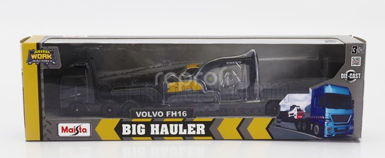Maisto Volvo Fh16 Xl 750 Truck Pianale Trasporto Ec220e Escavatore Cingolato Excavator 1:64 Černá Žlutá