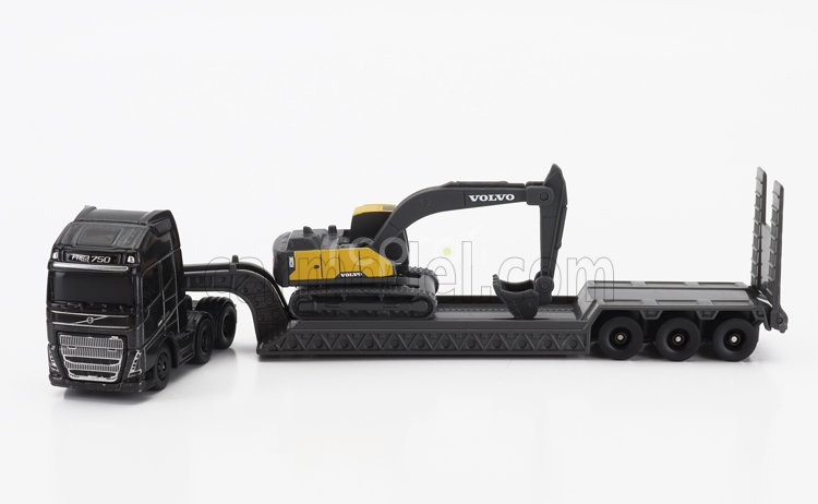 Maisto Volvo Fh16 Xl 750 Truck Pianale Trasporto Ec220e Escavatore Cingolato Excavator 1:64 Černá Žlutá