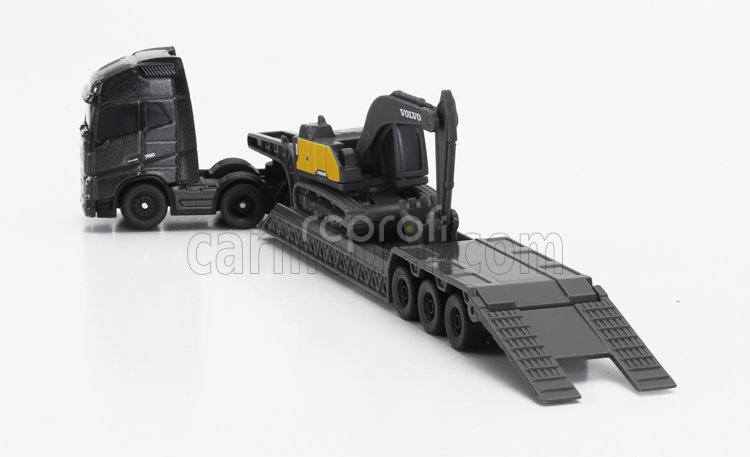Maisto Volvo Fh16 Xl 750 Truck Pianale Trasporto Ec220e Escavatore Cingolato Excavator 1:64 Černá Žlutá