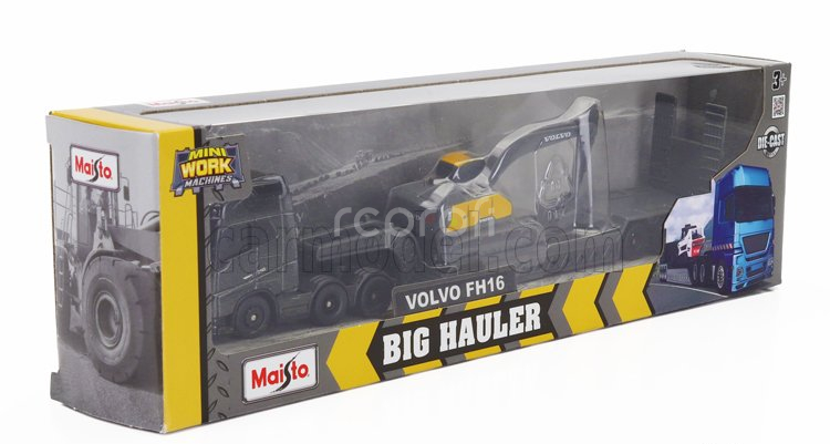 Maisto Volvo Fh16 Xl 750 Truck Pianale Trasporto Ec220e Escavatore Cingolato Excavator 1:64 Černá Žlutá