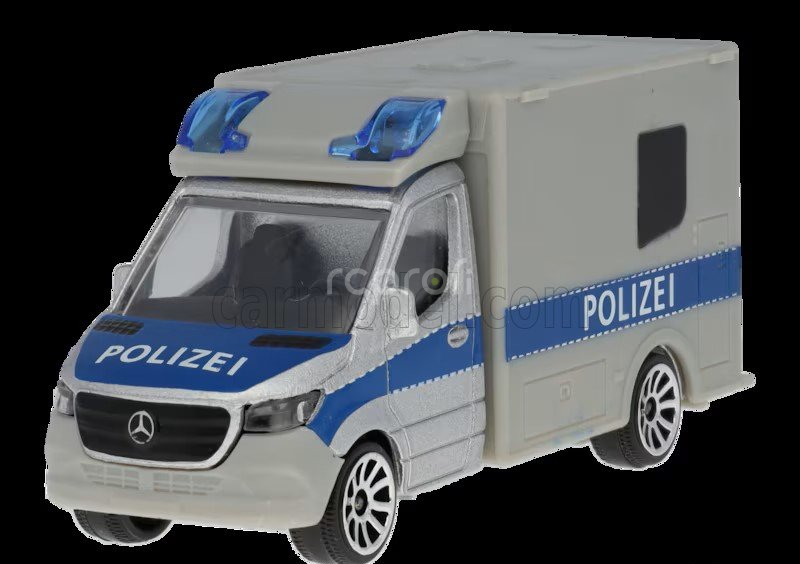 Majorette Mercedes benz Sprinter Van Polizei 2018 1:64 Stříbrná Modrá