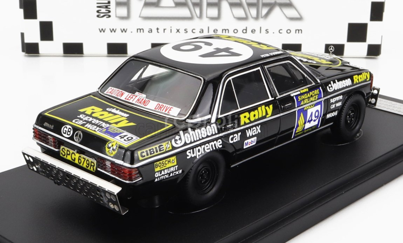 Matrix scale models Mercedes benz E-class 280e N 49 2nd Rally London - Sidney Marathon 1977 T.fowkes - P.o'gorman 1:43 Black