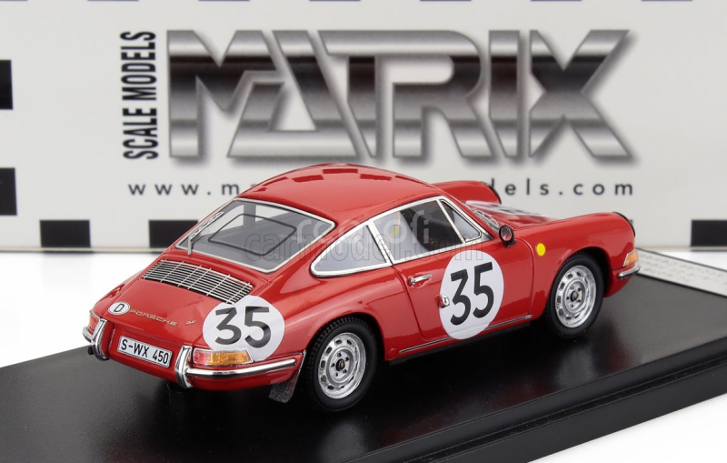 Matrix scale models Porsche 911s Coupe Team J.franc N 35 24h Le Mans 1966 Jean Kerguen - Jacques Dewes 1:43 Red