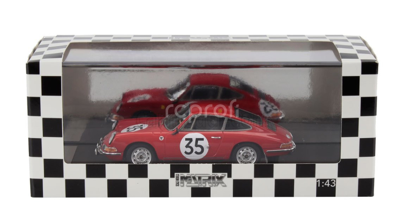 Matrix scale models Porsche 911s Coupe Team J.franc N 35 24h Le Mans 1966 Jean Kerguen - Jacques Dewes 1:43 Red